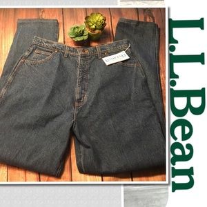 L.L.BEAN NWT Denim MOM High Rise JEANS 18 Tall NEW
